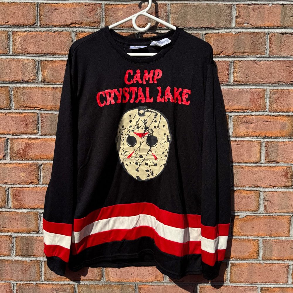 Official Friday the 13th Camp Crystal Lake Hockey Jersey M - Black + Red/White